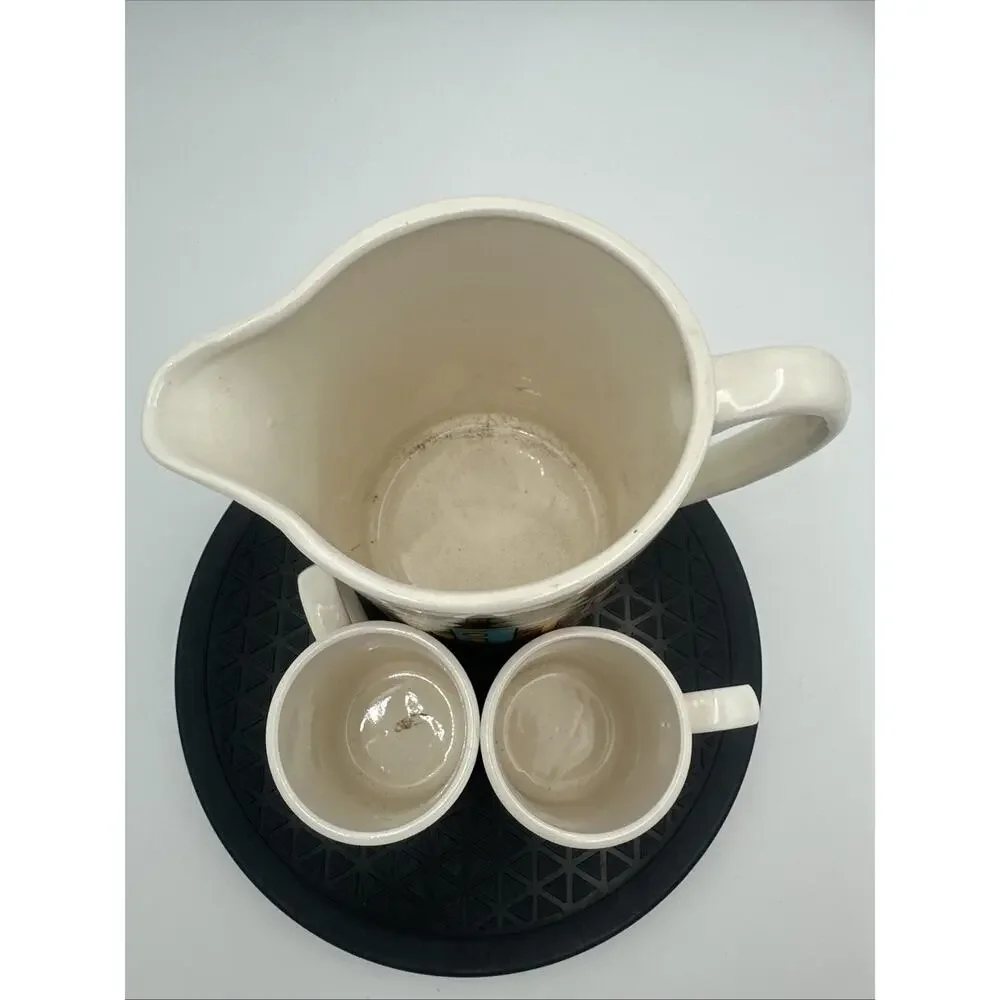 Vintage Love N'stuff 1984 Egg Nog Pitcher, 2 mugs Courtney Davis Japan Rare